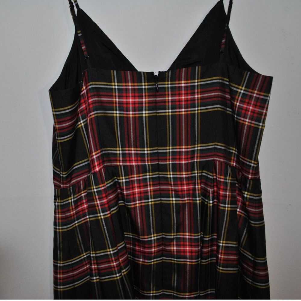 J. Crew Black Stewart Tartan Spagetti Stap Dress Size 8 - Picture 6 of 13